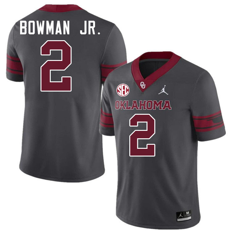 Oklahoma Sooners #2 Billy Bowman Jr. College Football Jerseys,Uniforms-Charcoal